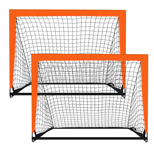 2 Pack 4’ x 3’ Size Portable Kid Soccer Goals for Backyard, Indoor and Outdoor Pop Up Soccer Goals, Orange